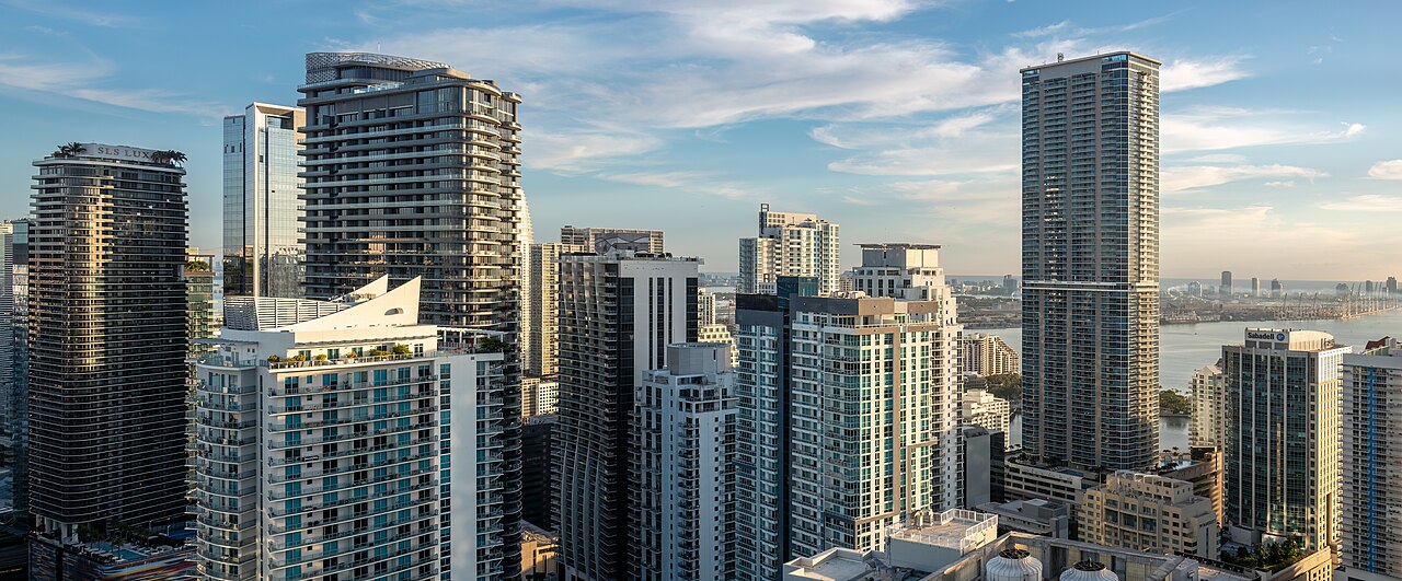 Photographic panorama of Brickell towers above Biscayne Bay